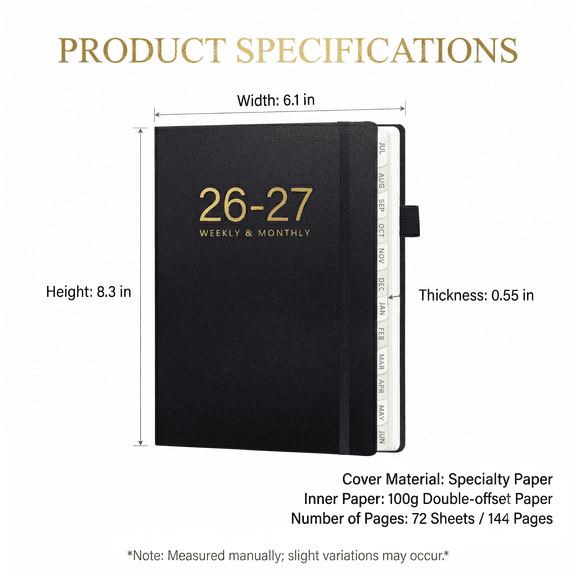 Clearance Under $5.89! 1PC 2026-2027 Academic Planner, Weekly & Monthly Calendar with 100GSM Paper, Leather Cover, for Daily Planning, 15.5x21.1cm, A