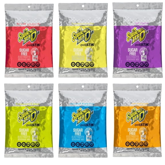 Sqwiincher Zero 6 Flavor - Qwik Stik - Sugar-Free Electrolyte Beverage Mix (300 Pack)