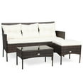 thumbnail image 1 of Patiojoy 3 PCS Patio Furniture Set Outdoor All Weather Wicker Conversation Set w/Cushioned Ottoman & Side Table White, 1 of 10