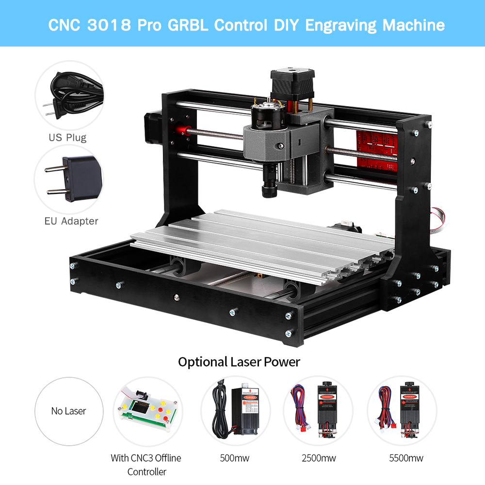 3 Axis Pcb Milling Machine MYSWEETY Upgrade Version CNC 1810 Pro GRBL Control DIY Mini CNC Machine Wood Router Engraver with Offline Controller and ER11 and 5mm Extension Rod