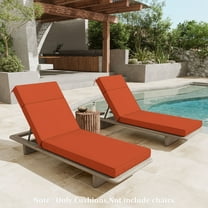 Snubbull 2 Pack Outdoor Chaise Lounge Cushions, with High-Density Foam, Ties Waterproof & Fade Resistant for Lawn and Pool Lounge Chairs, 80x26x4 inch, Orange