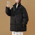 thumbnail image 4 of Entyinea Puffer Jacket for Women Heavyweight Long-Sleeve Hooded Puffer Coat Black 3XL, 4 of 5