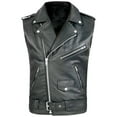 thumbnail image 4 of MYG Gilet Sans Manches pour Homme en Similicuir à Revers, Style Moto, Veste Mode Hip-Hop, 4 of 9
