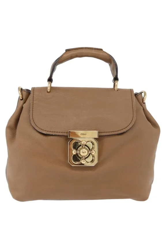 Pre-Owned Chloe Elsie Convertible Satchel Leather Brown Leather Handbag
