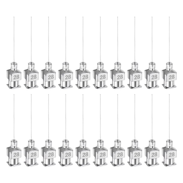 Uxcell 20pcs 28G agujas de dispensación de acero inoxidable, tubo de aguja de pegamento de 1" punta roma