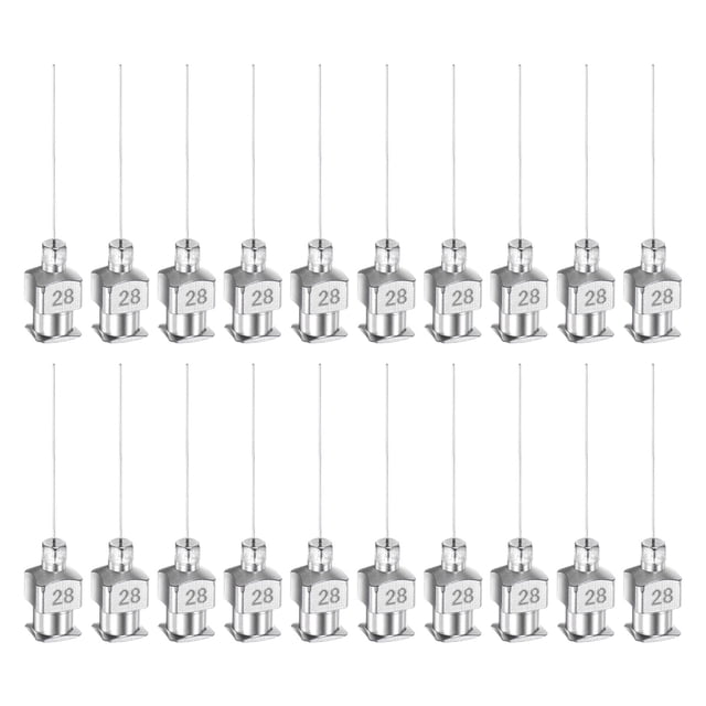 Unique Bargains 20 Pcs Aiguilles Distributrices en Acier Inoxydable 28G, Tube à Colle 1 Pouces Pointe Émoussée