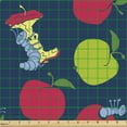 thumbnail image 2 of Cartoon Sofa Upholstery Fabric by the Yard, Funny Worm Hugging the Apple Happiness in Nature Insects Forest, Decorative Fabric for DIY and Home Accents, Night Blue by Ambesonne, 2 of 5
