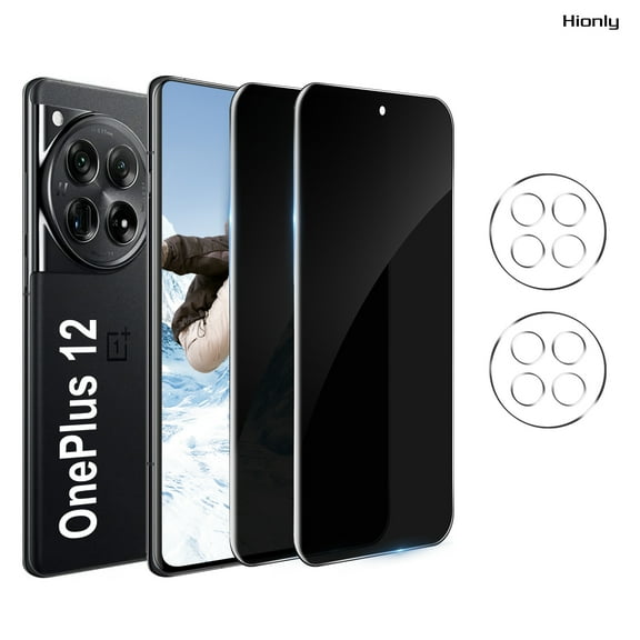 [2 2 Pack] Hionly Compatible with OnePlus 12 Privacy Screen Protector with Camera Lens Protector