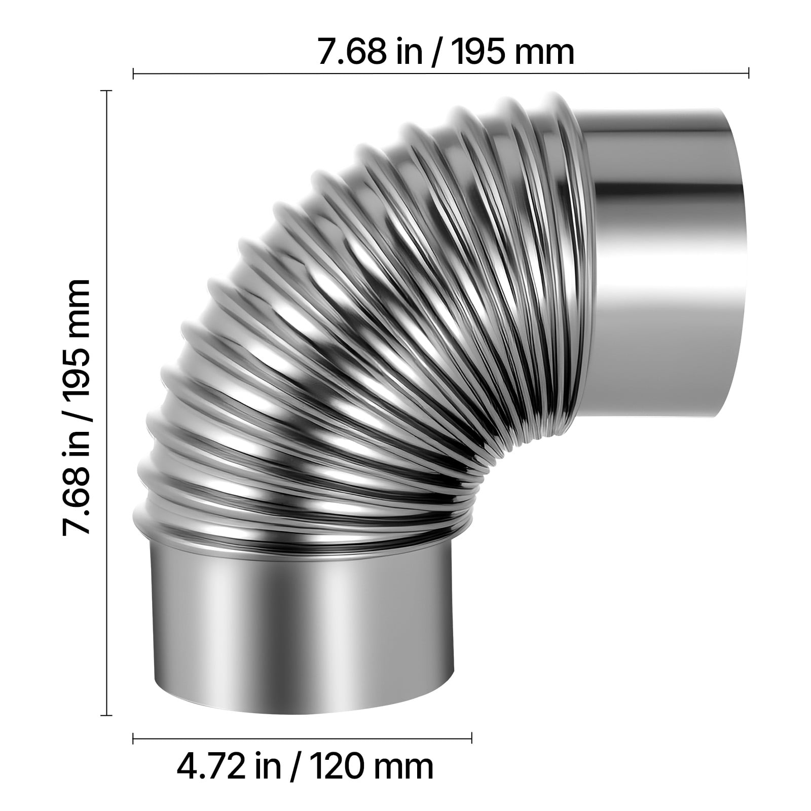 KFFKFF 2 Pack Dryer Vent Elbow, 90-Degree Hose Connector Kit for 4-Inch Ducts, Stainless Steel Elbows with Clamps and Aluminum Foil Tape, Ideal for HVAC Systems, Pipes, and Tight Spaces