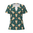 thumbnail image 3 of Naloa Cute Shiba Print T-Shirts Short Sleeve V Neck Tees for Women Fashion Tops Trendy Lightweight Soft Casual Summer Outfits Clothes, 3 of 5