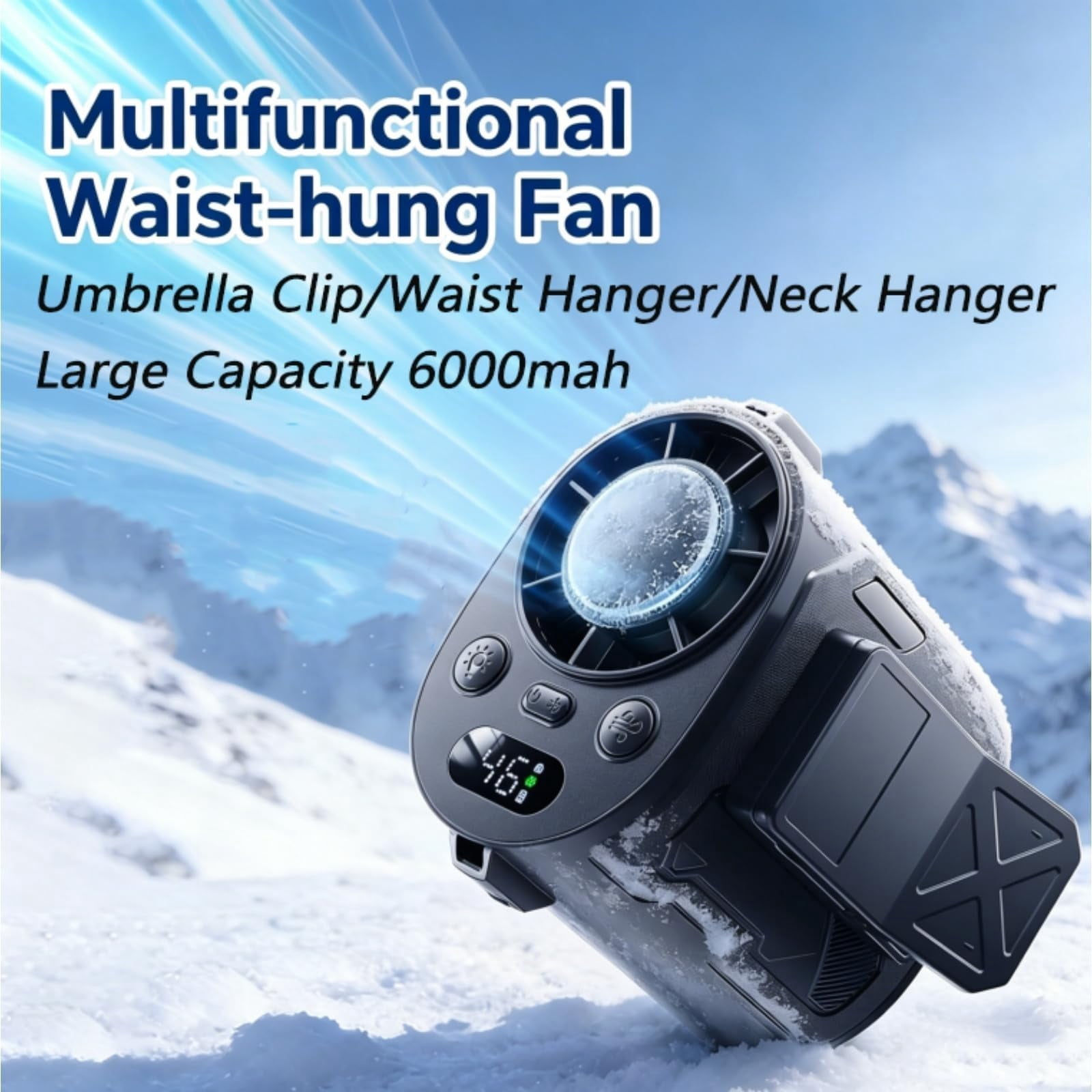 Portable Ice-Cooling Clip Fan, Clip-On Car Air Conditioner Fan, Mini Clip on Fan, Stepless Wind, Ice-Cooling for Vehicles