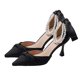 thumbnail image 2 of Sandalia de Tacón Punta Puntiaguda Elegante Correa de Perlas Lazo en la Espalda Cómodo para Boda Fiesta de Noche Negro 38, 2 of 8