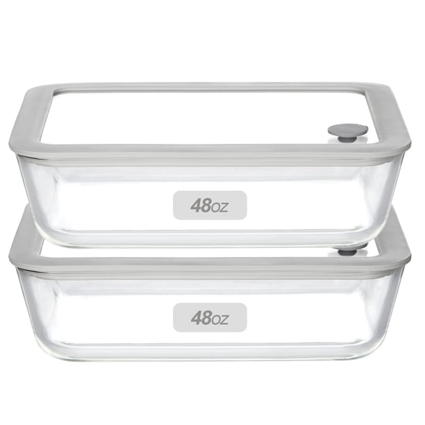 Recipiente de vidrio EcoEvo para almacenamiento de alimentos, 48 onzas, juego de 2 con tapa