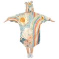 thumbnail image 2 of FORMRS Wearable Blanket Hoodie with Sleeves for Kids Cozy Flannel Sweatshirt, Beige Rainbow Clouds, 2 of 7