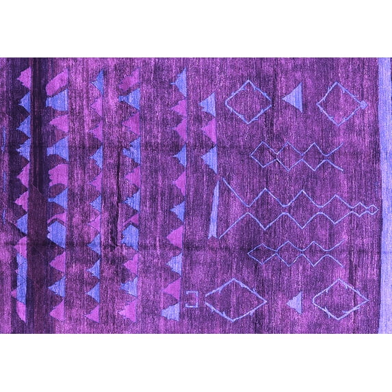 Ahgly Company Indoor Rectangle Solid Purple Modern Area Rugs, 8' x 12'