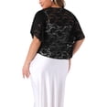 thumbnail image 2 of Agnes Orinda Plus Size Women's Bolero Shrugs Floral Lace Tops Elegant Sheer Open Front Short Sleeve Cardigans 1X Black, 2 of 8