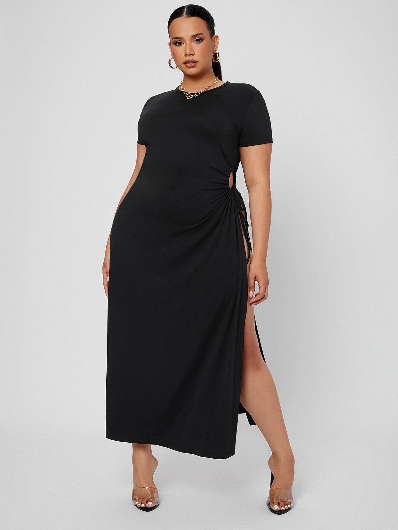 Women's Plus Drawstring Split Side 