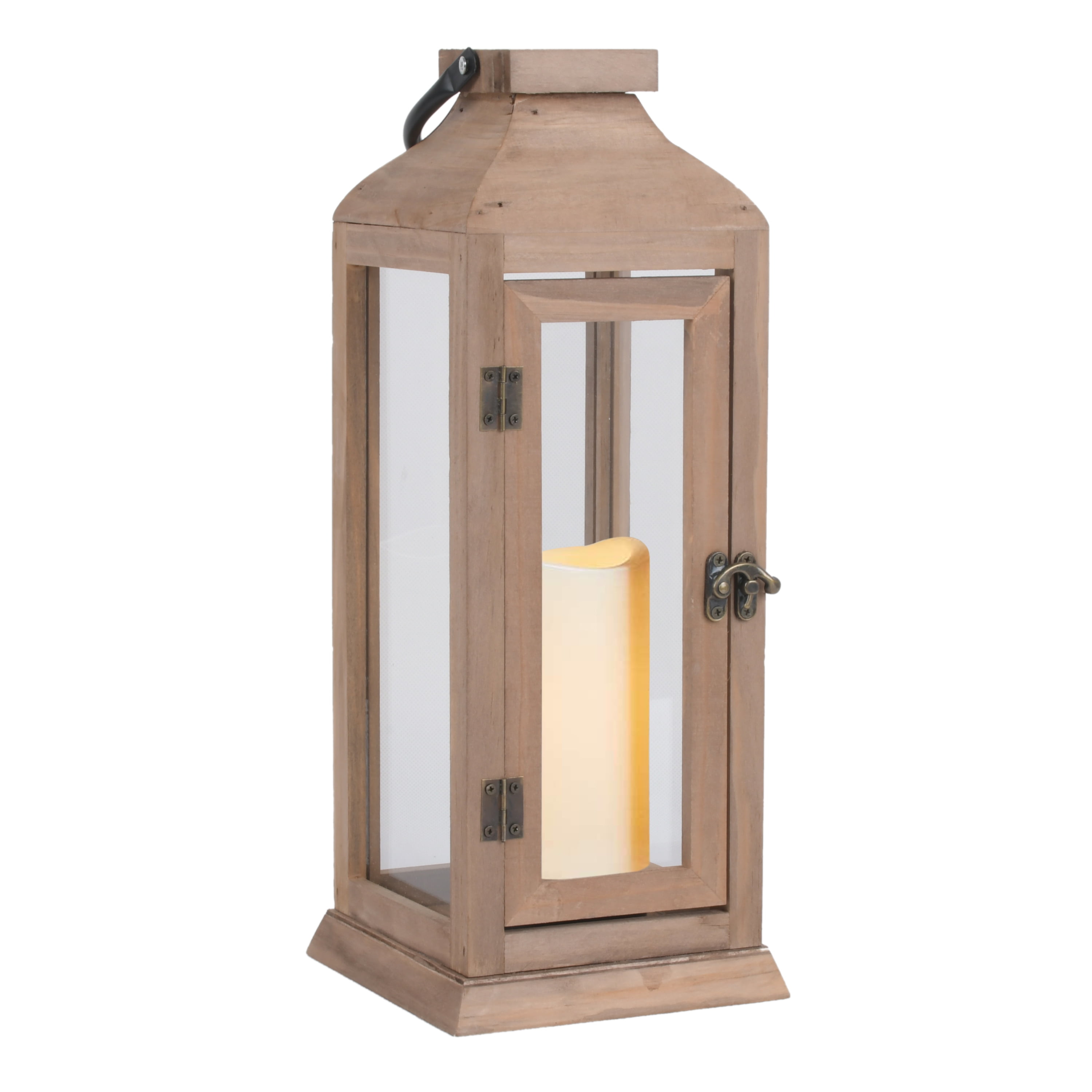 29.5 in. and 36 in. Backyard Expressions White Indoor/Outdoor Wooden Lantern Set (2-Pack)