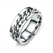 Spinner Wedding Band Ring Stainless Steel 8mm Men Womens Ginger Lyne Collection