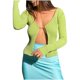 thumbnail image 2 of Cárdigan sexy para mujer Color sólido Moda cómoda Cuello en V Suéter delgado Tops Fridja  po4606, 2 of 9