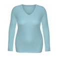 thumbnail image 2 of Emmalise Women's Junior and Plus Size Vneck Tshirt Long Sleeves Shirt Tee, 3xl, Sky, 2 of 2