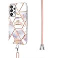 thumbnail image 3 of Pour Samsung Galaxy A73 5G Étui de Téléphone Motif Fleur en Marbre TPU avec Lanière, 3 of 4