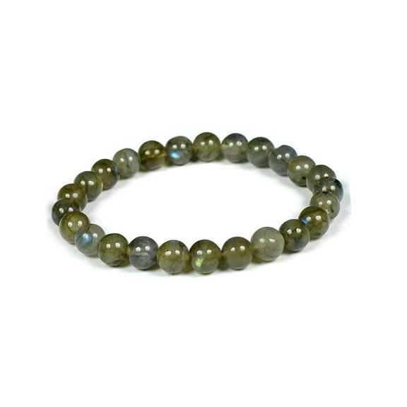 Jet Round Beads Stretch Bracelet Natural Genuine Metaphysical A  Free Booklet Healing Gift Gemstone Crystal Bracelet (Labradorite)