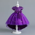 thumbnail image 3 of Girl Ruffle Tiered Tutu Gown Short Sleeve Embroidery Lace Princess Dresses with Big Bowknot Party Ball Tulle Pageant Gowns for Wedding, Birthday - 4-12T, 3 of 4