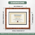 thumbnail image 3 of 15x18 Brown Diploma Frame - White on Black Double Mat - Displays 11x14 Diplomas with Mat or 15x18, 3 of 8