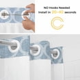 thumbnail image 2 of No Hook Sky Blue Morocco Shower Curtain with Snap in Liner Set, Farmhouse Geometric Quatrefoil Grid Waterproof Fabric Bathroom Curtains with See Through Top Window, Hotel Style Long 72 x 84 Inch, 2 of 9