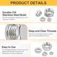 thumbnail image 3 of 2 Pcs M18x2.5mm Hex Nuts, 316 Stainless Steel Metric Coarse Thread Hardware Nut, 3 of 6