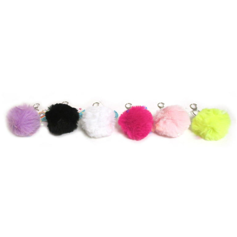 2PCS Pom Pom Keychain Cute Fluffy Faux Rabbit Fur Ball Key Chain for Bag or  Cellphone or Car Pendant (Purple)