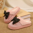 thumbnail image 3 of Suede Platform Slippers for Women Sweet Bowknot Winter Plush Warm Comfy Soft Sole Nonslip Casual Slip on House Shoes Red Size 6.5, 3 of 6
