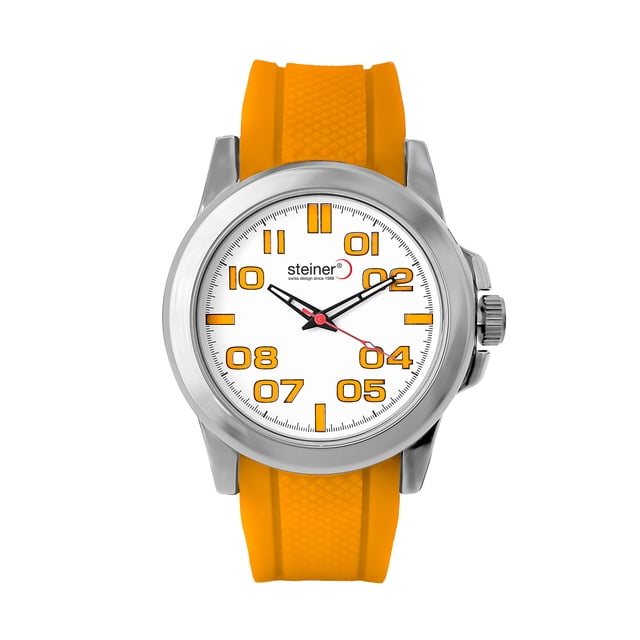 Reloj Deportivo Análogo Para Caballero Steiner 43 mm Correa Anaranjada Vibrante