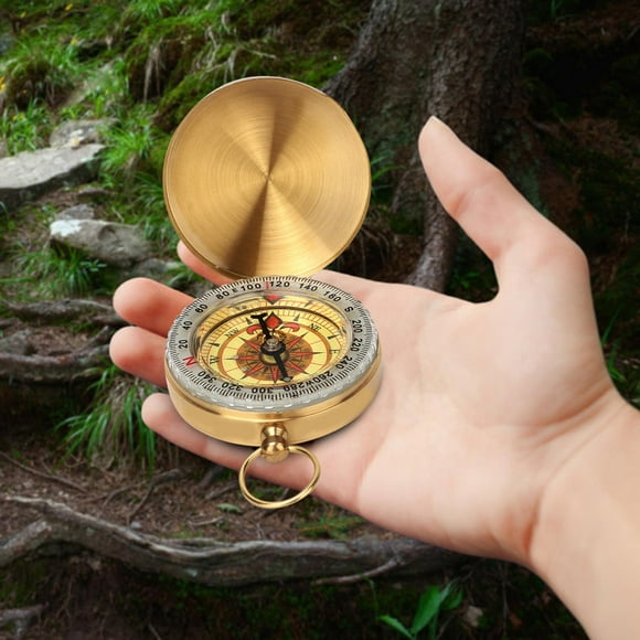 Compass Souvenir, Copper Compass, Luminous Copper Durable Survival Compass Outdoor Compass Camping For  Outdoor Hiking  Navigation Tool