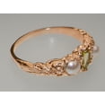 thumbnail image 4 of LBG British Made 9k Rose Gold Natural Peridot & Cultured Pearl Womens Trilogy Ring - 33 size options - Sizes 4 to 12 Available, 4 of 7