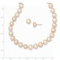 thumbnail image 4 of 14k Yellow Gold 7-8mm Pink Freshwater Cultured Pearl Necklace and Button Stud Earring Set, 4 of 4