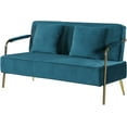 thumbnail image 2 of Pouseayar 56" Width Upholstered Velvet Loveseat Sofa with 2pcs Throw Pillows ,Teal, 2 of 8