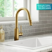 KRAUS Oletto Single Handle Pull Down Kitchen Faucet with QuickDock Top Mount Installation Assembly in Spot-Free Brushed Brass