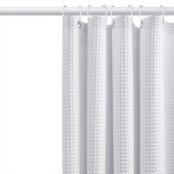 Waffle Shower Curtain, Shower Curtain with Waffle Weave, Fabric Shower Curtain Waffle Textured Heavy Duty, Hotel Quality Bathroom Shower Curtains, 72 x 72 Inches