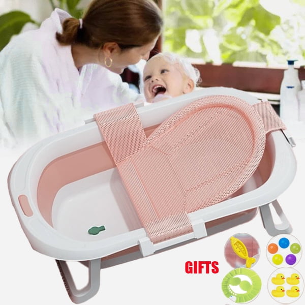 NonSlip Folding Baby Bathtub with Antiskid Pad, Portable Infant Travel