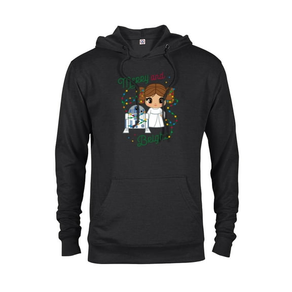 Star Wars Princess Leia R2-D2 Cute Christmas Merry & Bright - Pullover Hoodie for Adults - Customized-Black