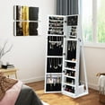thumbnail image 4 of Lockable Standing Jewelry Armoire with Full-Length Mirror, Mirrored Cabinet and Storage Organizer with Shelves, Stand Rings, Necklaces Bracelet Hooks, Earring Slots for Women Girls, 4 of 8