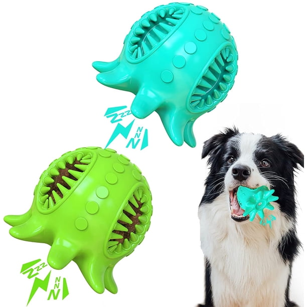 Pelota de juguete para perros, pelotas ruidosas, juguete para perros, juguete de caucho natural no tóxico, juguete interactivo para perros pequeños y medianos (2 piezas)