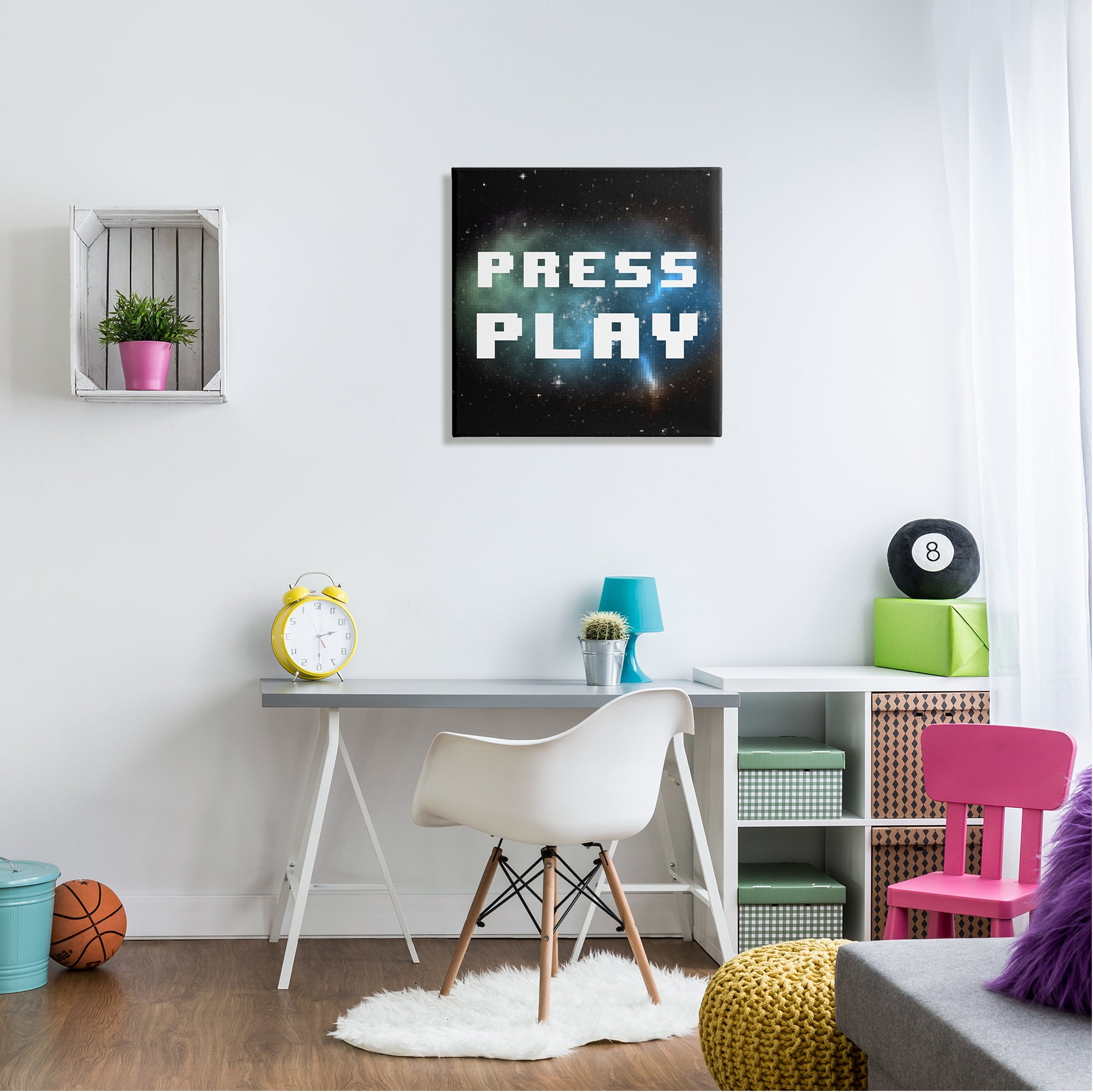 Stupell Industries Press Play Nebula Abstract Painting Gallery Wrapped Canvas Art Print Wall Art, 24 x 24