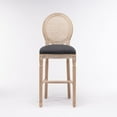 thumbnail image 2 of Farmhouse Barstools, Antique Painting Linen Fabric Side Chair, Counter Height Leisure Padded Ring Chair Armless Solid Wood Upholstered Dining Chair Round Back Parson Chairs(Dark Grey,Set of 4), 2 of 9