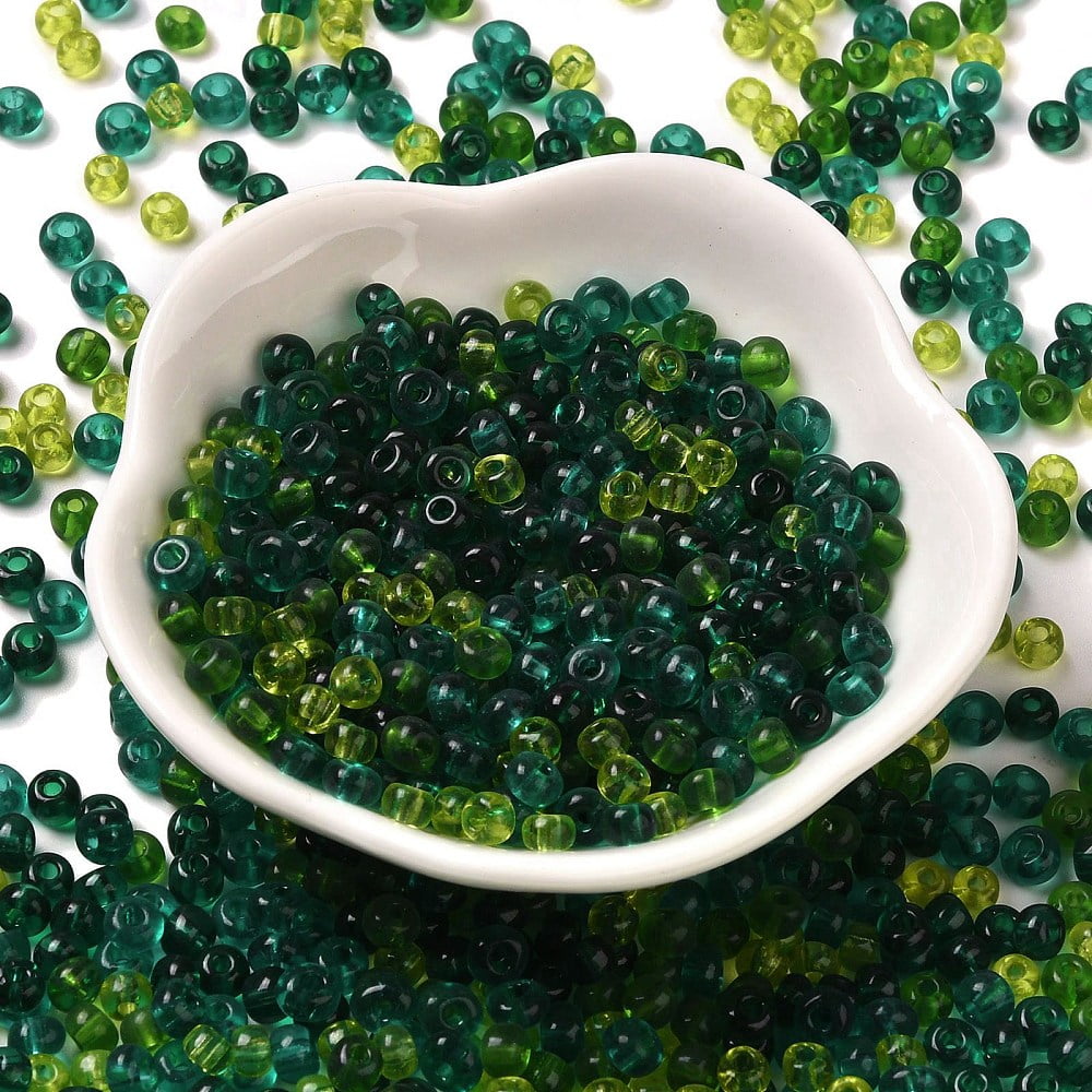 1 Pound Transparent Colours 6/0 Glass Round Seed Beads Green Green 4x3x4mm Hole: 1mm about 5625pcs/pound