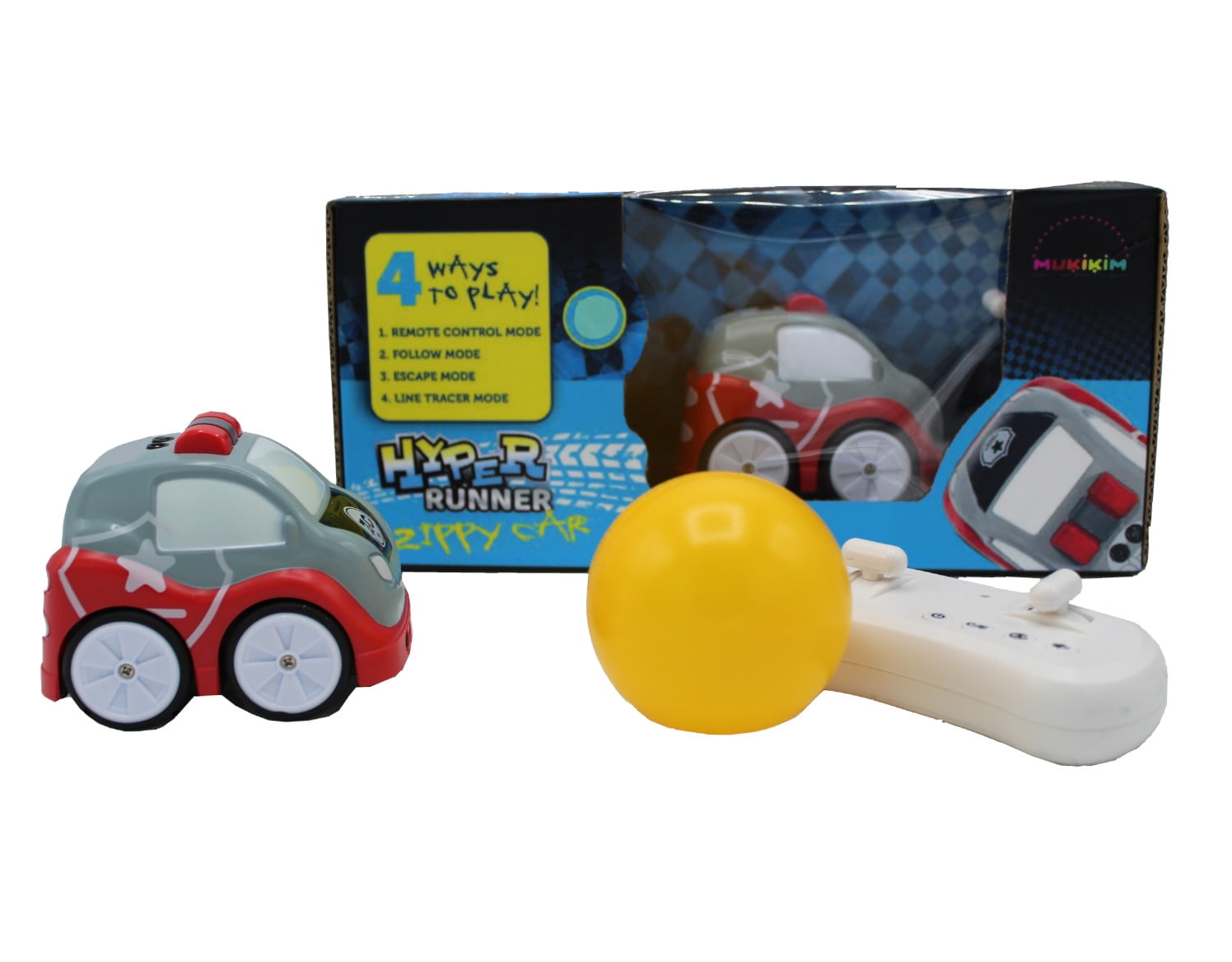 Zippy Car RC Mini Car Toy With 4 Ways To Play Escape / Follow / Line