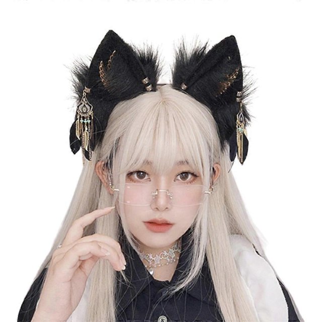 Diademas con orejas de gato, diademas de piel sintética peludas, accesorios para el cabello para niñas y mujeres, tocados para fiestas navideñas