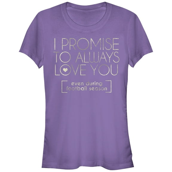 Junior's CHIN UP I Promise to Love You During Football Season  Graphic Tee Purple Small